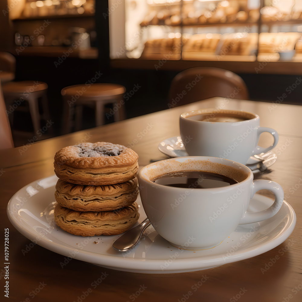 A Charming Café Scene with Fresh Coffee and Freshly Baked Goods A Charming Café Scene with Fresh Coffee and Freshly Baked Goods