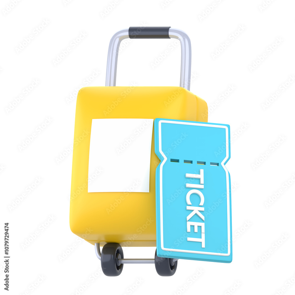 Ticket And Suitcase 3D Icon, perfect for professional and creative design projects Travel and Vacation Theme. Ticket And Suitcase 3D Icon, perfect for professional and creative design projects Travel and Vacation Theme.