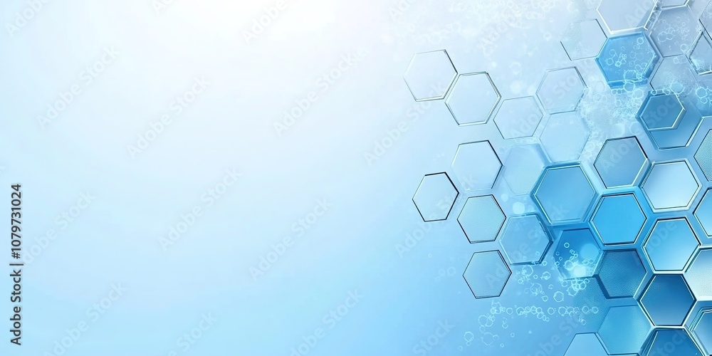 Abstract Hexagonal Background in Light Blue for Medical Technology Demonstration, Featuring Creative Design Elements and Artistic Patterns. This Scene Captures the Essence of Biology and Innovation in Abstract Hexagonal Background in Light Blue for Medical Technology Demonstration, Featuring Creative Design Elements and Artistic Patterns. This Scene Captures the Essence of Biology and Innovation in