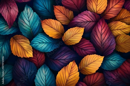 Wallpaper Mural Colorful Leaves Texture Floral Background Torontodigital.ca