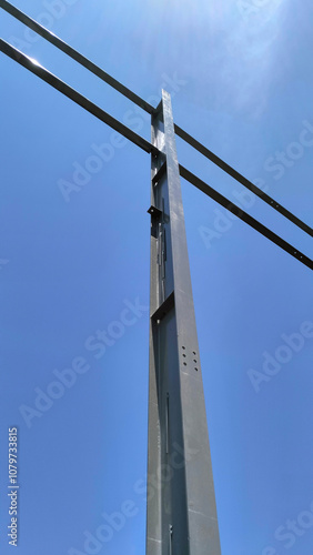 Wallpaper Mural suspension bridge over sky,steel structure standing solidly on building construction site Torontodigital.ca