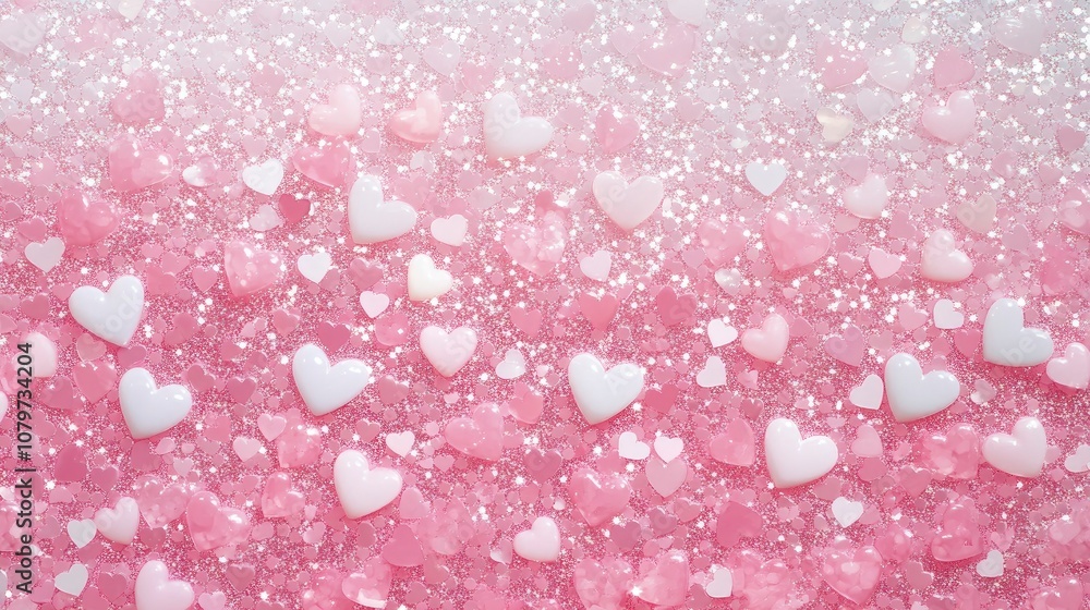 Pink background with lots of hearts and stars, pastel pink background with many small white heart shapes, light pink and baby blue, soft pink with sparkling sparkles, with generative ai Pink background with lots of hearts and stars, pastel pink background with many small white heart shapes, light pink and baby blue, soft pink with sparkling sparkles, with generative ai