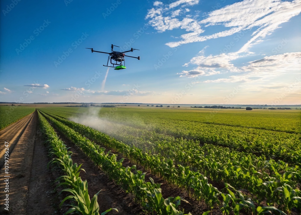 Drone Crop Spraying - Agricultural Landscape AI Photo Drone Crop Spraying - Agricultural Landscape AI Photo