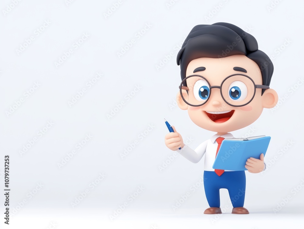 Friendly Cartoon Business Character with Clipboard Friendly Cartoon Business Character with Clipboard