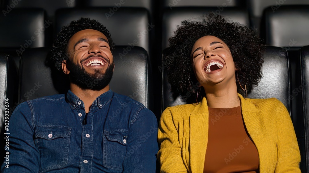 Couple going to a comedy show, laughing together as they enjoy the performances comedy show, laughter, night out Couple going to a comedy show, laughing together as they enjoy the performances comedy show, laughter, night out