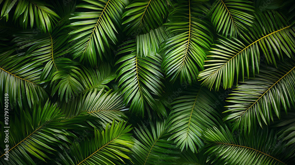 Repeating pattern of palm leaves creating a tropical background
Repeating pattern of palm leaves creating a tropical background