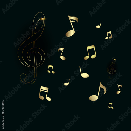 Set of Luxury and premium Music notes icon set. Musical key symbols. Musical notes symbol vector illustration