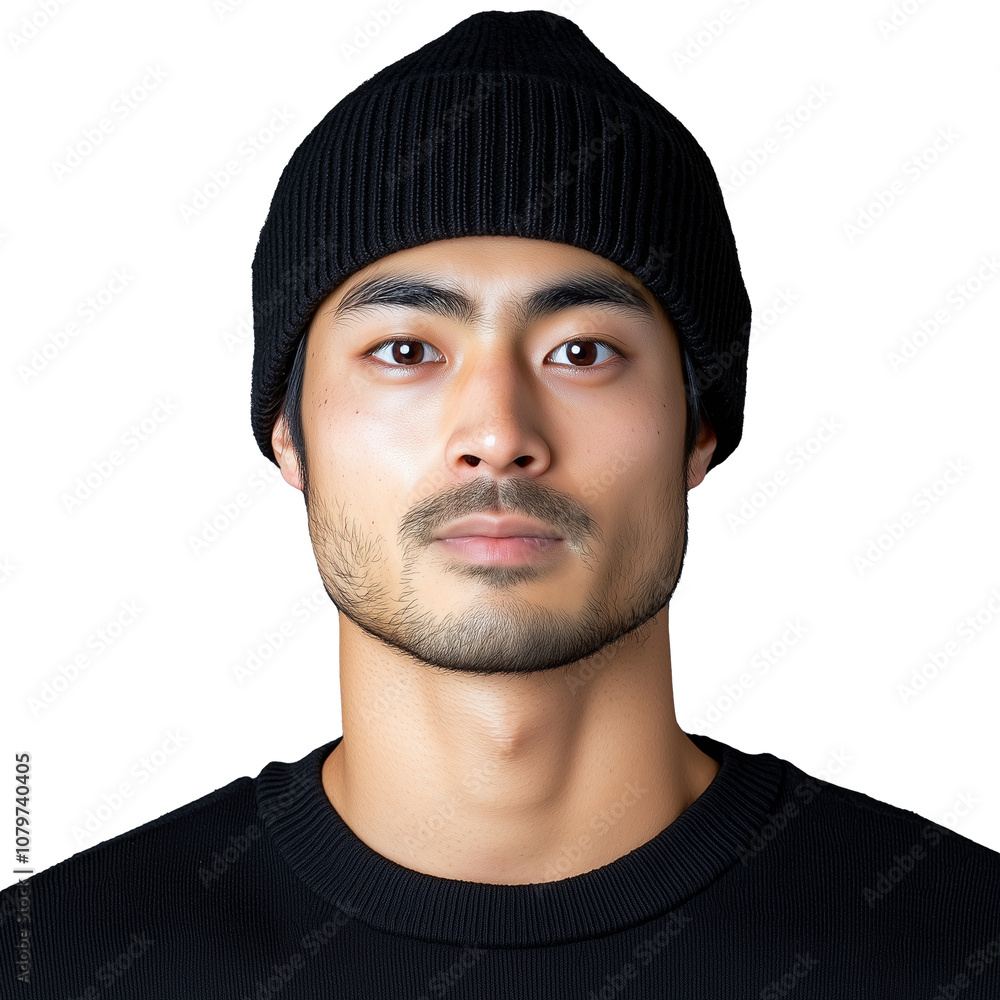 Portrait of a man wearing a black beanie hat Portrait of a man wearing a black beanie hat