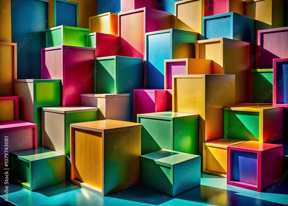 Long exposure boxes—minimalist, geometric shapes, abstract art. Long exposure boxes—minimalist, geometric shapes, abstract art.