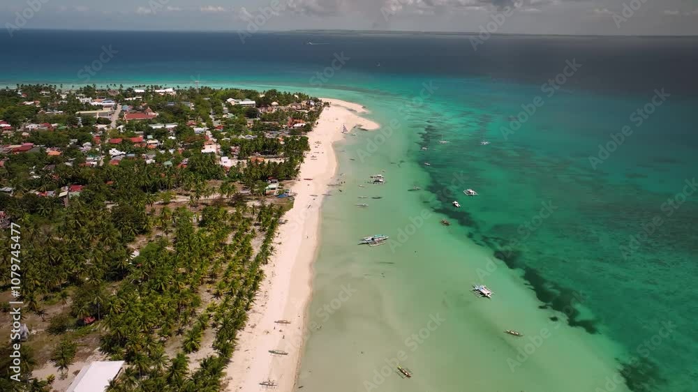Panoramic Aerial fly above Bantayan Island, turquoise sea village of Phillipines Panoramic Aerial fly above Bantayan Island, turquoise sea village of Phillipines