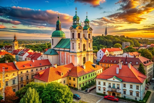 Wallpaper Mural Old Town Przemysl, Poland: AI-restored Franciscan Church photo, documentary style. Torontodigital.ca