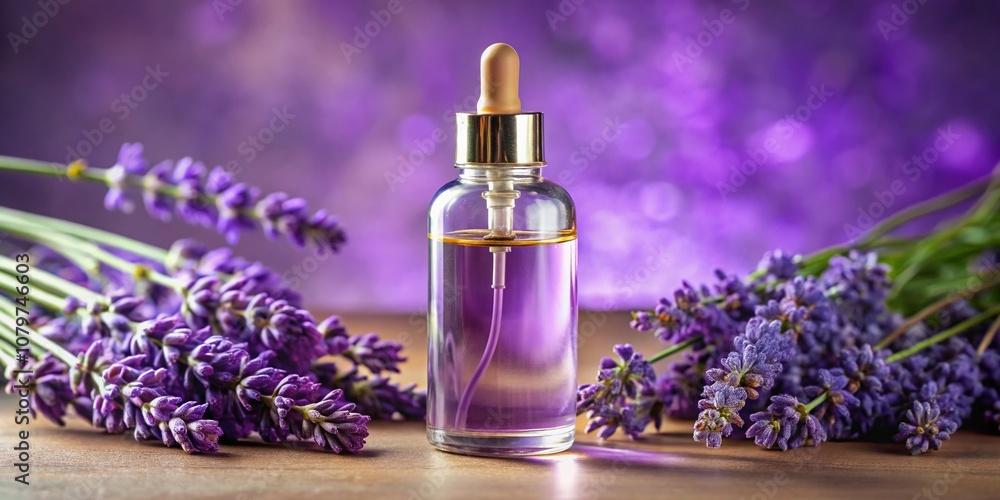 Product photography showcasing the serene power of lavender oil for aromatherapy and relaxation. Product photography showcasing the serene power of lavender oil for aromatherapy and relaxation.