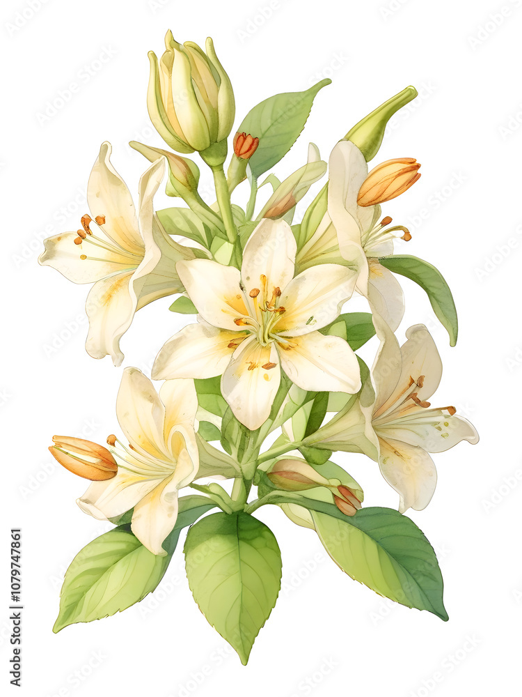 Fototapeta premium Honeysuckle Watercolor Flower Nature Art