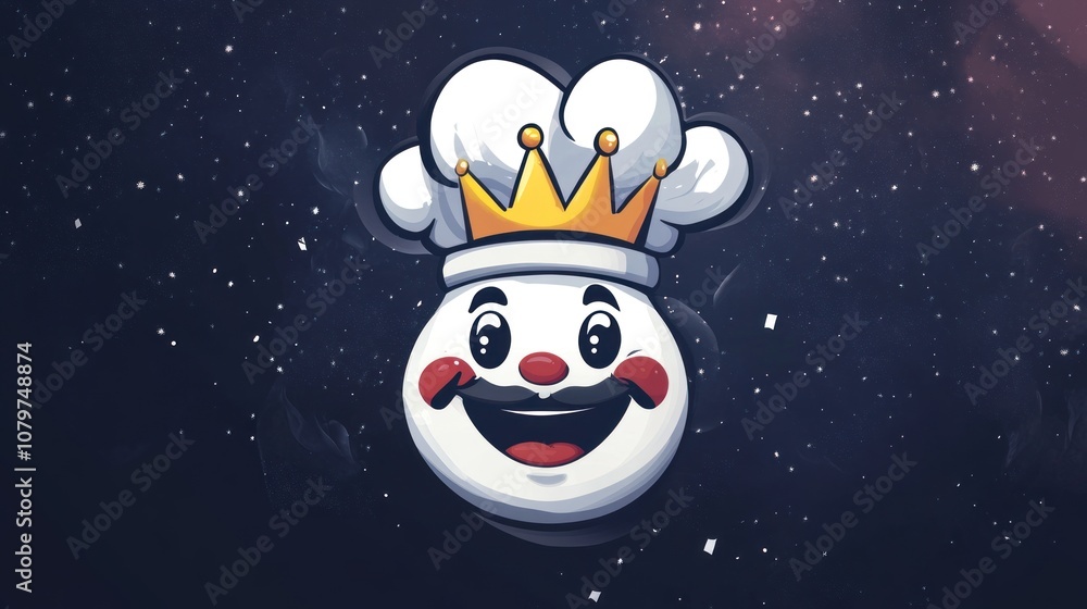 Fototapeta premium Smiling Chef King in the Night Sky