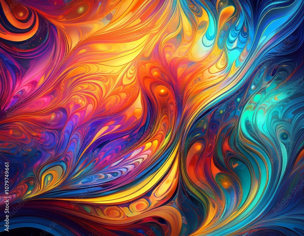 Vibrant, swirling colors create a psychedelic, abstract design with fluid motion Vibrant, swirling colors create a psychedelic, abstract design with fluid motion