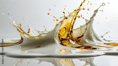 Liquid splash or Milk splash, 3d rendering,Milk splash close up, drink concept, package, illustration food, illustration ,Golden Liquid Splash Abstract, Abstract Flow Background,Wave Fluid Shape, 
