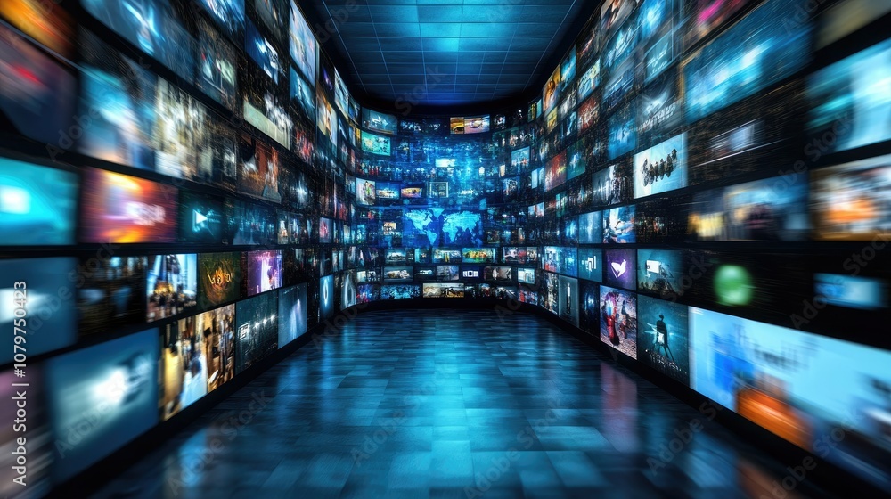 Digital video archive interface on a modern computer, displaying a library of archived videos with search filters and content previews Digital video archive interface on a modern computer, displaying a library of archived videos with search filters and content previews
