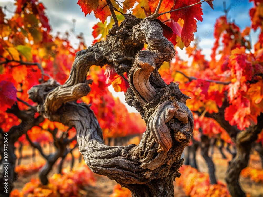 custom made wallpaper toronto digitalTwisted vine, fiery leaves, drone captures La Rioja autumn.