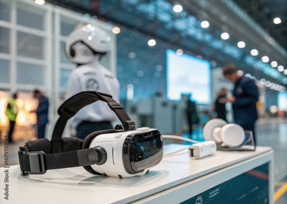 VR Headset & Sensors - Augmented Reality Simulation - 3D Illustration VR Headset & Sensors - Augmented Reality Simulation - 3D Illustration
