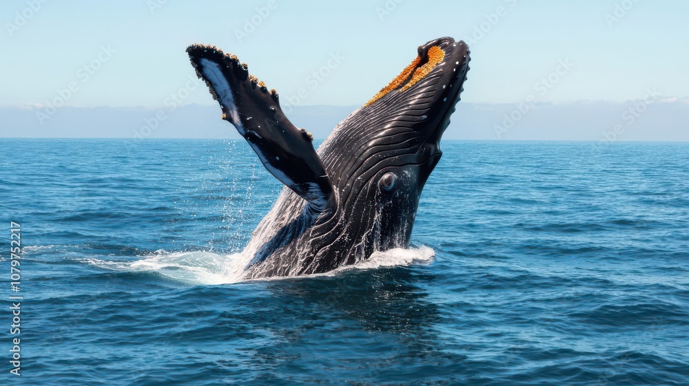 Obraz premium Couple going whale watching on a boat tour, excitedly pointing out whales as they breach the water whale watching, nature, shared wonder
