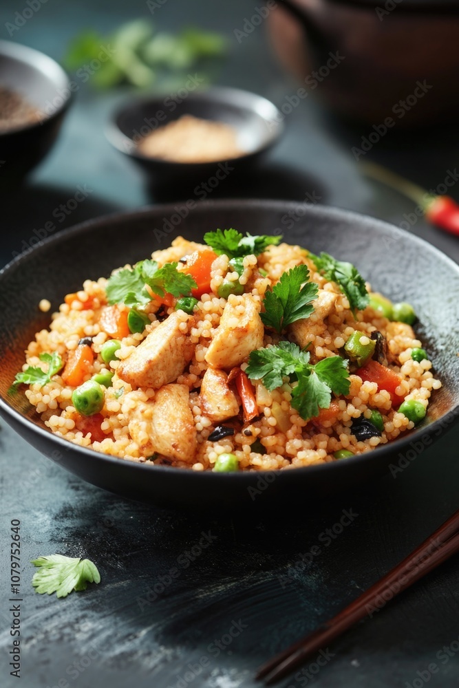 Rice and Vegetables with Chopsticks Rice and Vegetables with Chopsticks