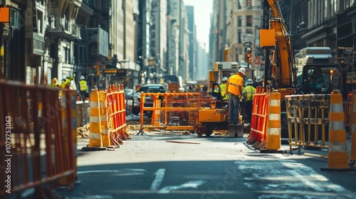 Construction Zone in a City Street