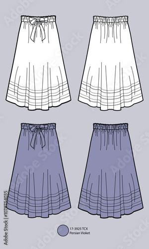 maxi skirt for women with bottom pin tuck, maxi skirt with front tie, half elastic waist skirt