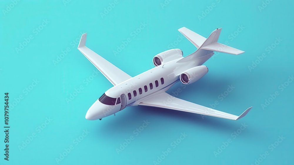 A sleek, modern private jet model against a vibrant blue background. A sleek, modern private jet model against a vibrant blue background.