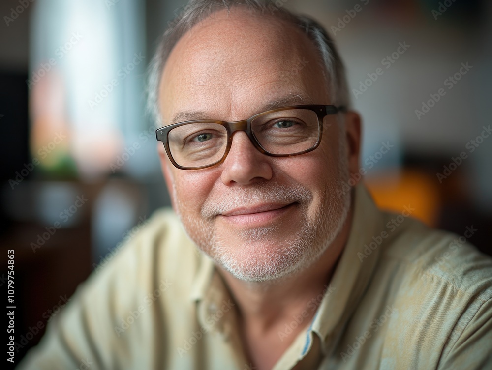 Thoughtful senior man with glasses looking at camera Thoughtful senior man with glasses looking at camera