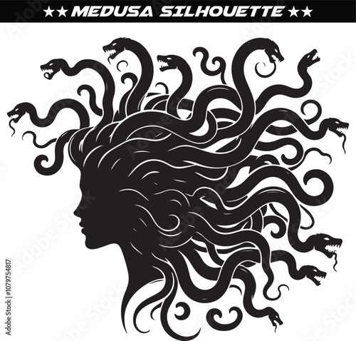 Mythical medusa silhouette vector illustration