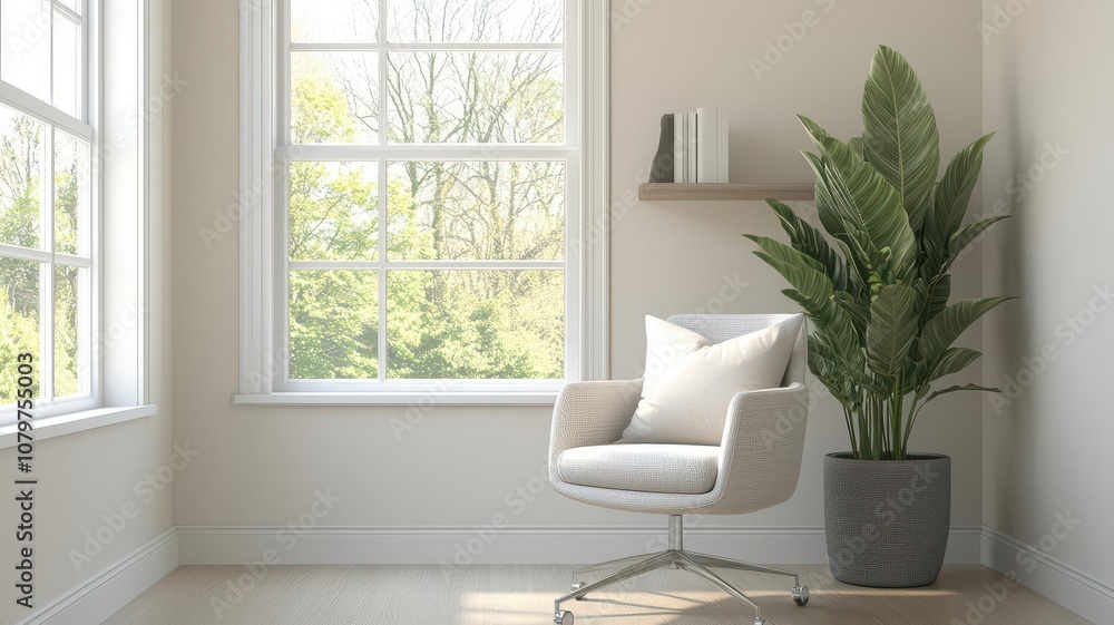 Home office with large indoor plants, soft pillows on the chair, and warm, cozy lighting for a productive space home office, plantfilled Home office with large indoor plants, soft pillows on the chair, and warm, cozy lighting for a productive space home office, plantfilled