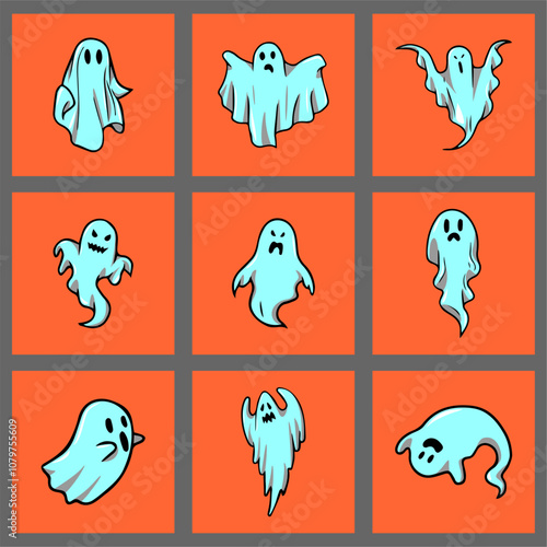 halloween ghost illustration vector set