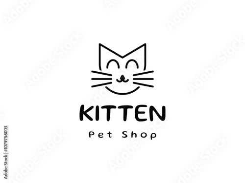 hand drawing cat kitten kitty pet logo design photo