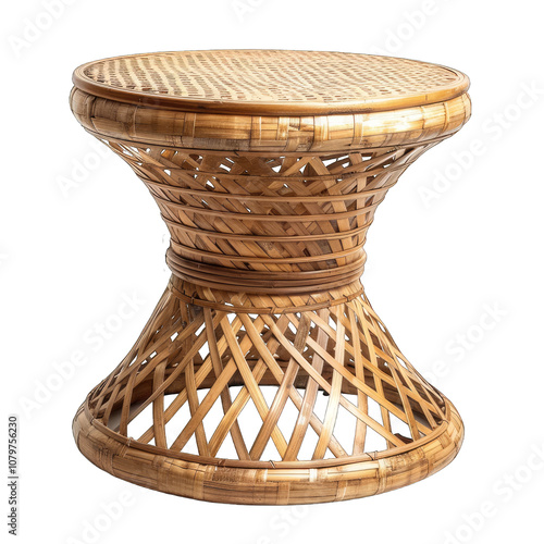 Bamboo wicker table isolated on transparent background