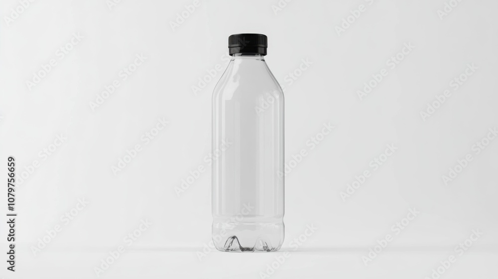 Empty plastic bottle with black cap on white background. Empty plastic bottle with black cap on white background.