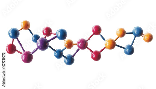 Colorful molecular structure representing a scientific concept in chemistry. transparent background