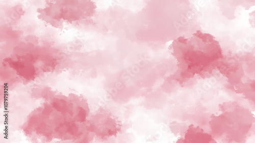 Abstract background with pink watercolor clouds on a white background.