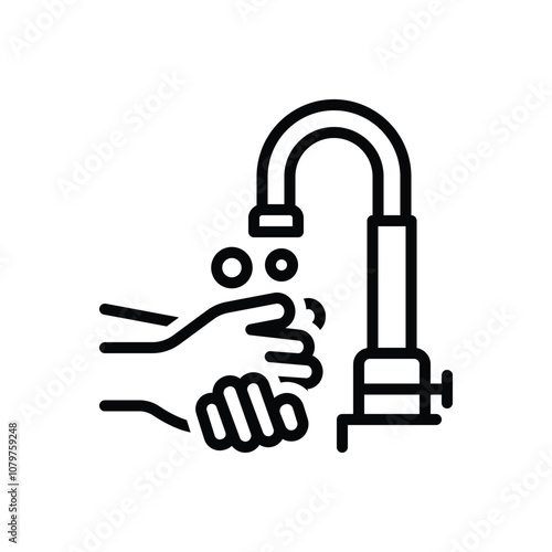 Black line icon for wash hands