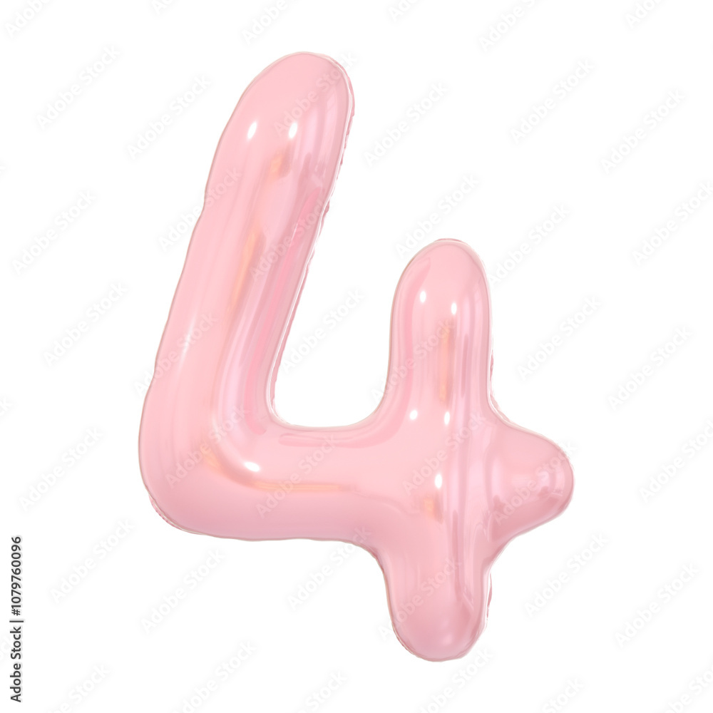 Fototapeta premium 3D Blue Balloon Number 4 Set for Celebrations