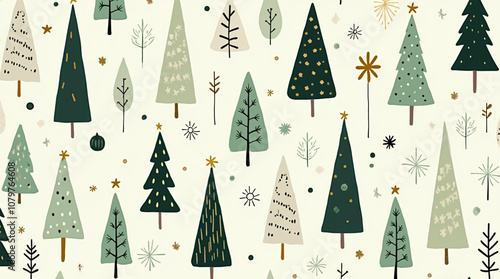 seamless pattern with christmas trees