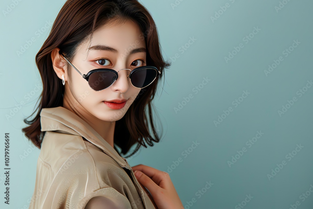 Portrait of a Young Woman with Sunglasses Portrait of a Young Woman with Sunglasses