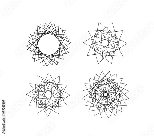 Spirograph patterns on a white background, vector illustration. Templates for advertising courses in geometry, mathematics and other exact sciences