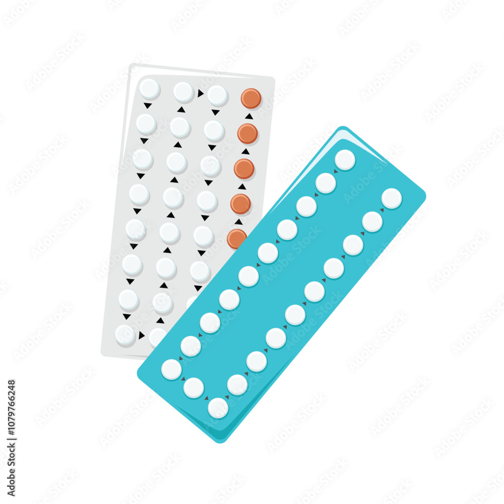 A flat vector of birth control pills, emphasizing family planning and health. Ideal for educational content, healthcare materials, or awareness campaigns. A flat vector of birth control pills, emphasizing family planning and health. Ideal for educational content, healthcare materials, or awareness campaigns.