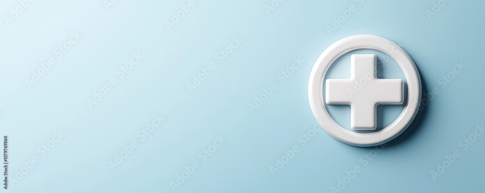 Obraz premium Medicare coverage concept. clean medical symbol on soft blue background evokes trust and care