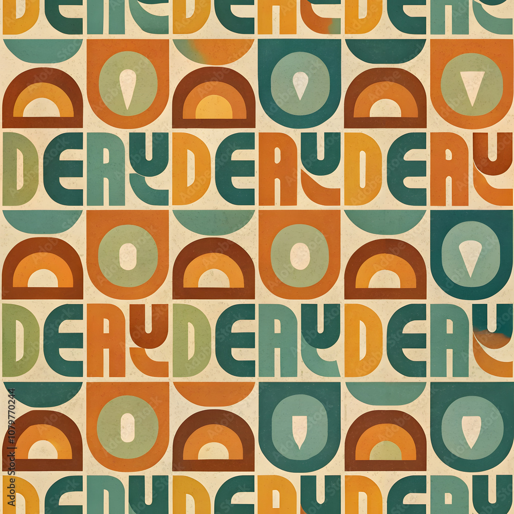 Retro Logo Geometric Pattern with Classic Colors. Perfect for: Vintage fairs, Antique markets, Retro-themed cafes Retro Logo Geometric Pattern with Classic Colors. Perfect for: Vintage fairs, Antique markets, Retro-themed cafes