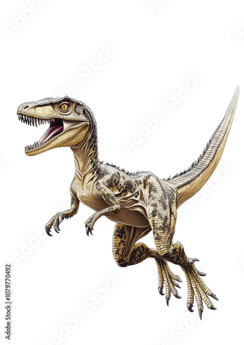 PNG image of A fierce Velociraptor mid-jumping