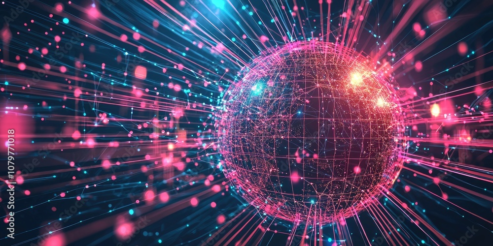 A 3D-rendered globe surrounded by bright lines and digital nodes, representing the concept of a connected global network. A 3D-rendered globe surrounded by bright lines and digital nodes, representing the concept of a connected global network.