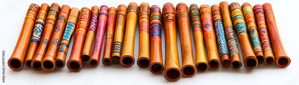 Colorful musical instruments arranged together on a white isolated background. Colorful musical instruments arranged together on a white isolated background.