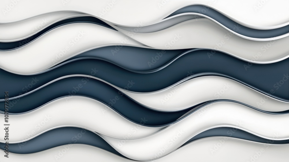 Fototapeta premium Abstract Blue and White Waves.