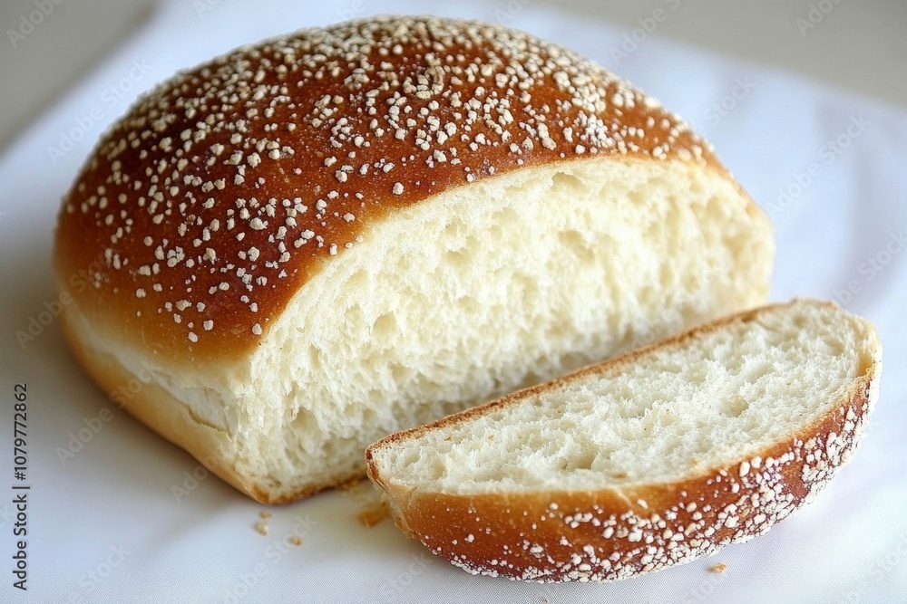 Freshly Baked Soft White Bread with Sesame Seeds Freshly Baked Soft White Bread with Sesame Seeds
